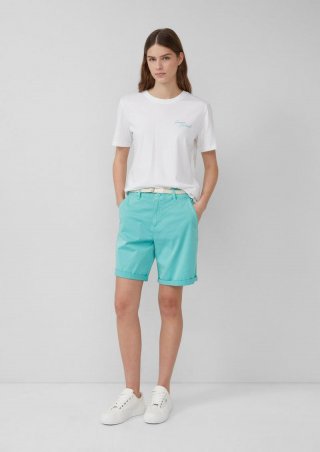 s.Oliver Shorts mit geflochtenem Gürtel und Garment Dye - türkis