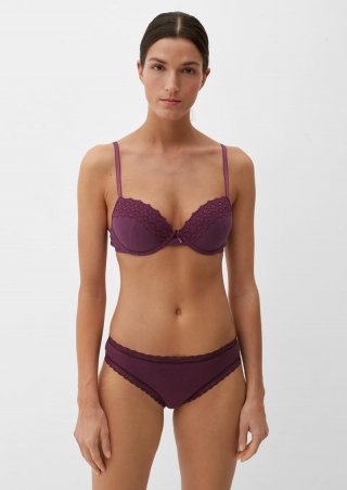 s.Oliver Doppelpack Slips mit Spitzen-Details - aubergine