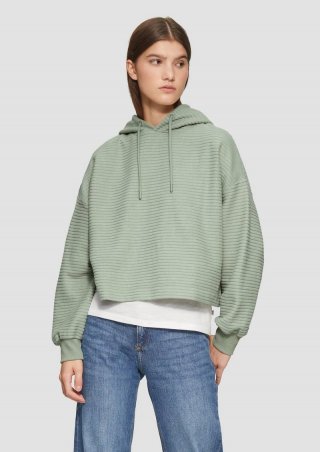 s.Oliver Hoodie mit Rippstruktur - salbeigrün