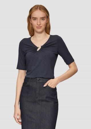 s.Oliver T-Shirt mit Schmuckdetail - navy