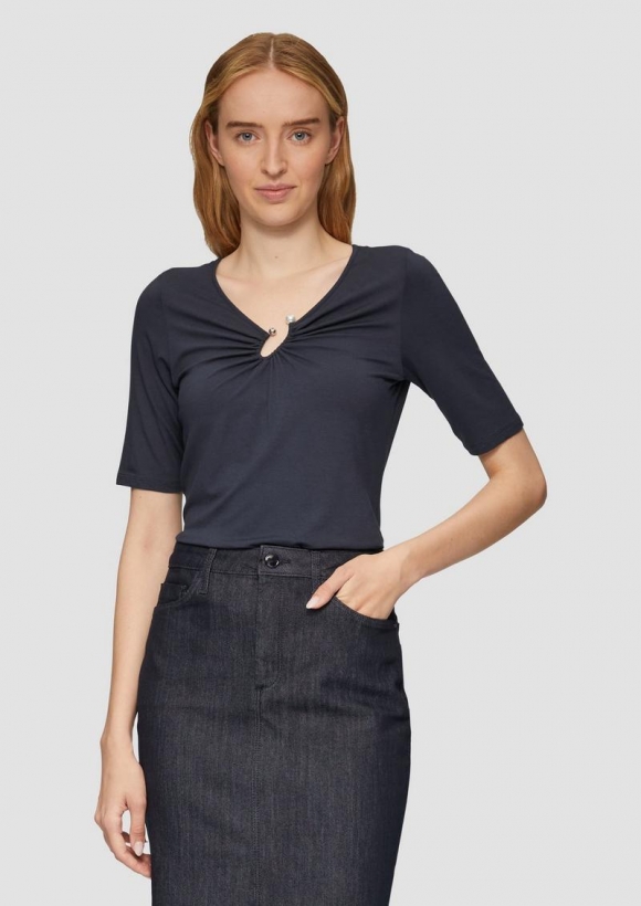 s.Oliver T-Shirt mit Schmuckdetail - navy