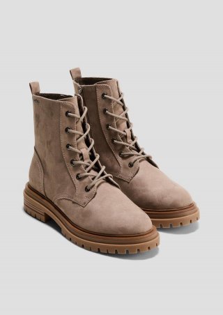 s.Oliver Stiefel mit Schnürung und Reißverschluss - hellbraun