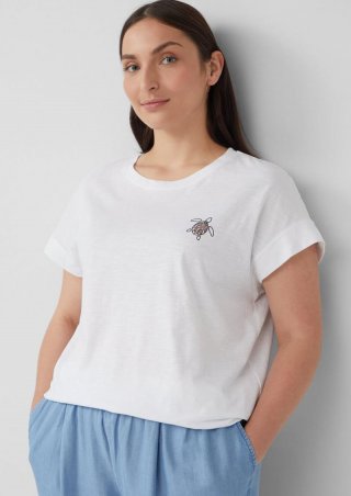 s.Oliver T-Shirt im Relaxed Fit mit kleinem Artwork - weiß