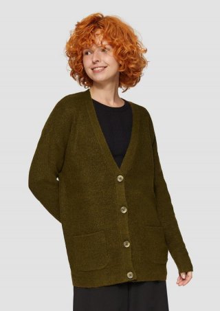 s.Oliver Weiche Strickjacke in Melange-Optik - olivgrün