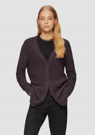 s.Oliver Lange Strickjacke mit Strukturmuster - aubergine