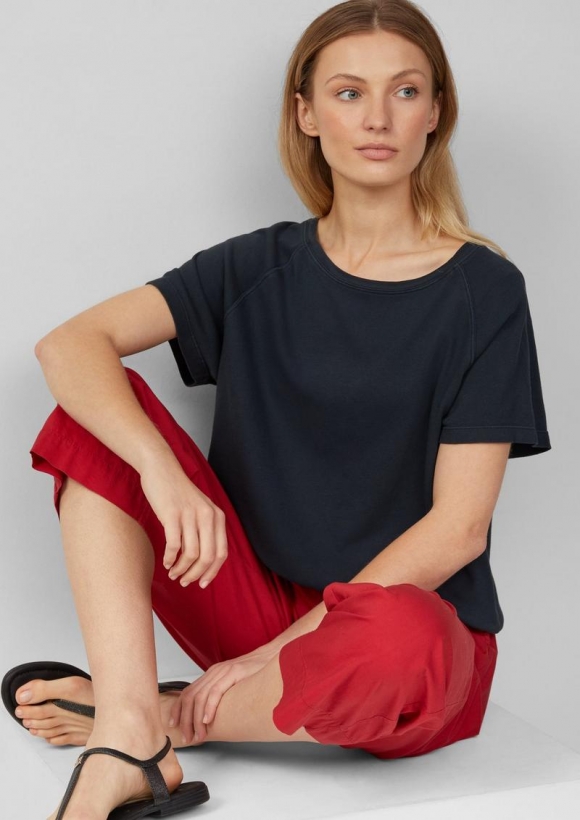 s.Oliver Baumwoll-T-Shirt im Relaxed Fit mit Raglanärmeln - schwarz