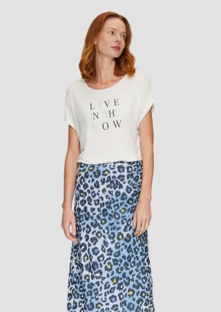 s.Oliver T-Shirt aus Viskosestretch mit Frontprint - ecru