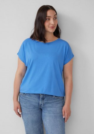 s.Oliver Fließendes Jersey-Shirt mit überschnittenen Schultern - royalblau