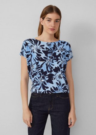 s.Oliver Fließendes Jersey-Shirt mit überschnittenen Schultern - arktisblau
