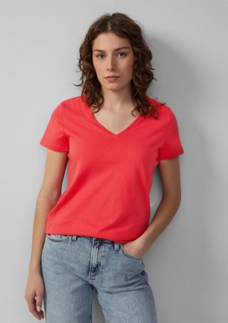 s.Oliver Jerseyshirt mit V-Ausschnitt - rot