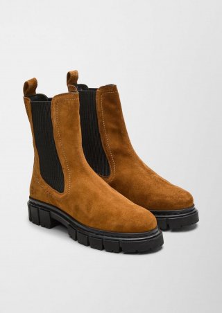 s.Oliver Stiefel aus Veloursleder - cognac