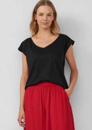s.Oliver Ärmelloses Relaxed-Fit-Shirt mit Cut-out und Schleife - schwarz