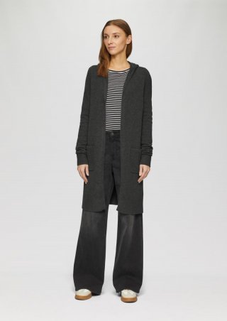 s.Oliver Long-Cardigan mit Kapuze - dunkelgrau