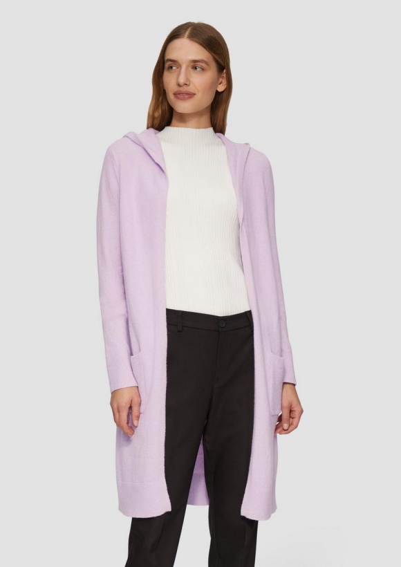 s.Oliver Long-Cardigan mit Kapuze - lavendel