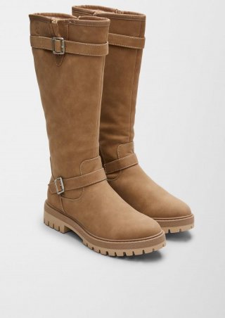 s.Oliver Stiefel in Veloursleder-Optik - hellbraun