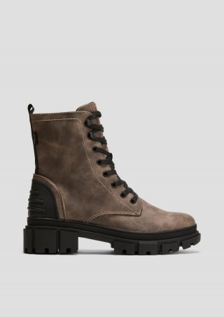 s.Oliver Chunky Boots in Leder-Optik - braun