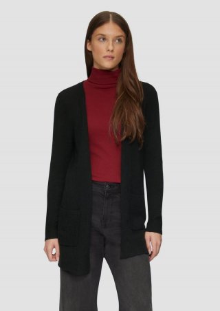 s.Oliver Lange Strickjacke mit Rippbündchen - schwarz