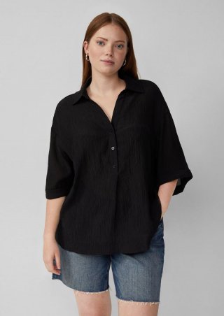 s.Oliver Bluse im Loose Fit mit Wascheffekt - schwarz