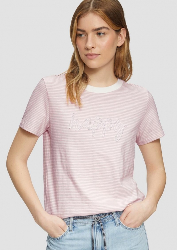 s.Oliver Streifenshirt mit Schmuckperlen - zartrosa