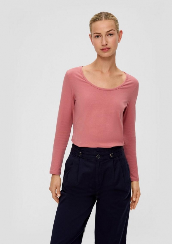 s.Oliver Longsleeve aus Baumwollstretch - papaya