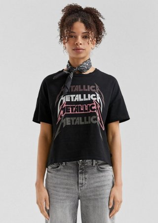 s.Oliver Metallica® Band-Shirt mit Glitzerprint - schwarz