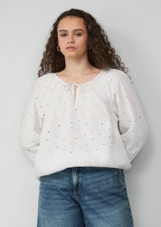 s.Oliver Bluse mit Raffung - weiß