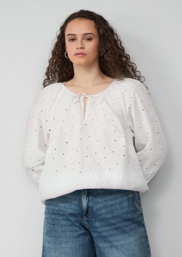 s.Oliver Bluse mit Raffung - weiß