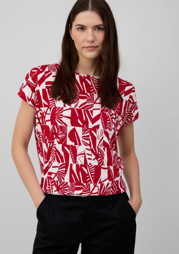 s.Oliver Elastisches T-Shirt aus Viskosestretch im Relaxed Fit - mohnrot