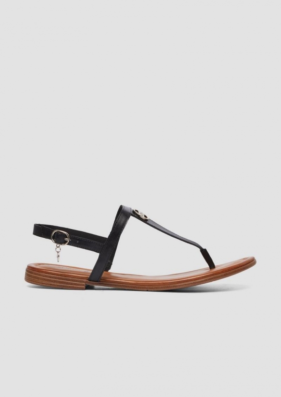 s.Oliver Zehentrenner-Sandalen aus Leder - schwarz