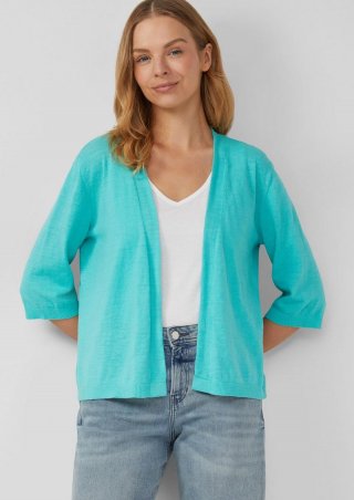 s.Oliver Feinstrickcardigan aus Baumwolle mit 3/4-Ärmeln - aquamarin