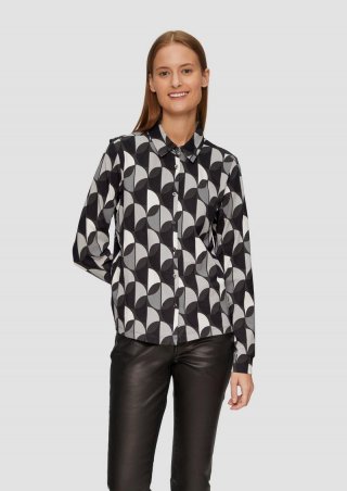 s.Oliver Jersey-Bluse mit All-over-Print - dunkelgrau
