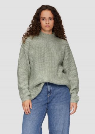s.Oliver Weicher Strickpullover mit Rippstruktur - salbeigrün