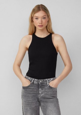 s.Oliver Geripptes Tanktop - schwarz