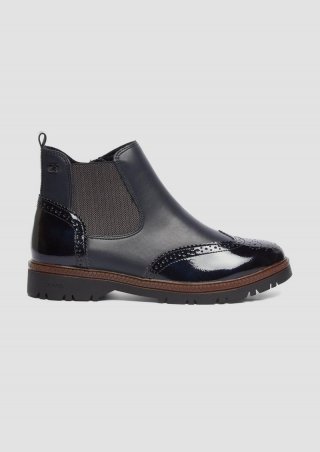 s.Oliver Chelsea Boots in Leder-Optik - navy