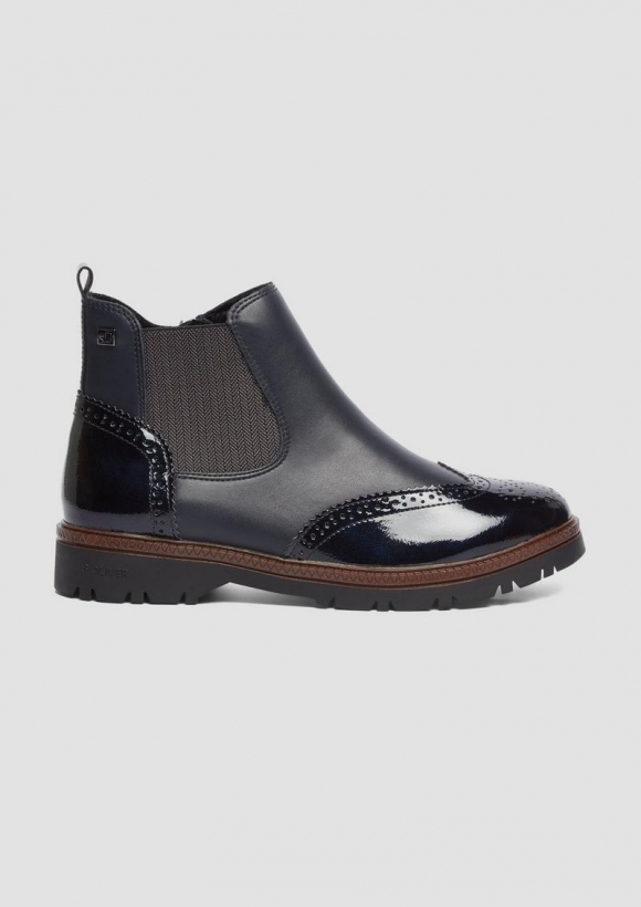 s.Oliver Chelsea Boots in Leder-Optik - navy