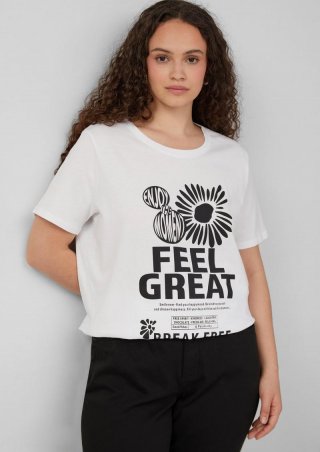 s.Oliver Baumwollshirt mit Frontprint - weiß