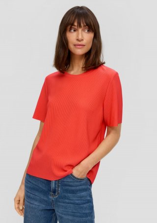 s.Oliver T-Shirt mit Plisseefalten - dunkelorange