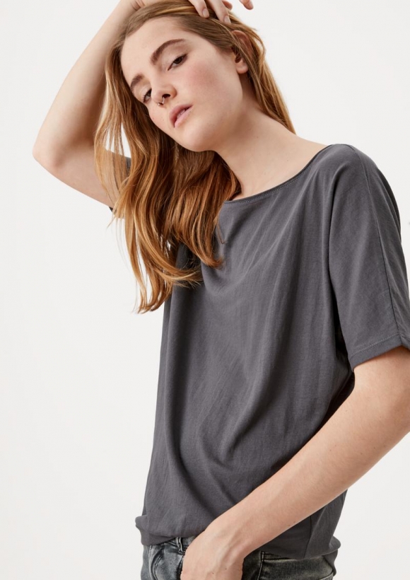 s.Oliver Jerseyshirt aus Baumwollmix - dunkelgrau
