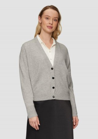 s.Oliver Strickjacke aus Kaschmirmix - grau meliert