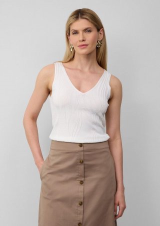s.Oliver Slim-Fit-Top aus Feinstrick mit V-Ausschnitt - ecru