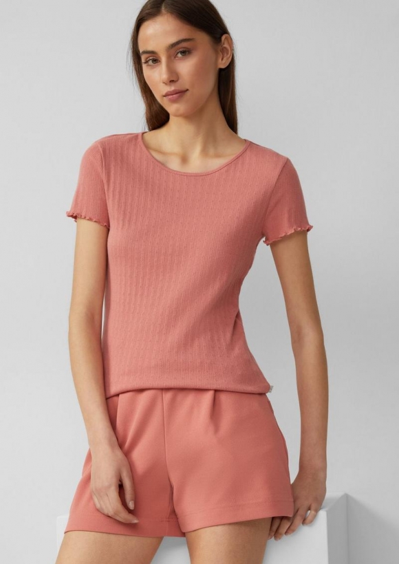 s.Oliver T-Shirt mit Ajour-Muster - papaya