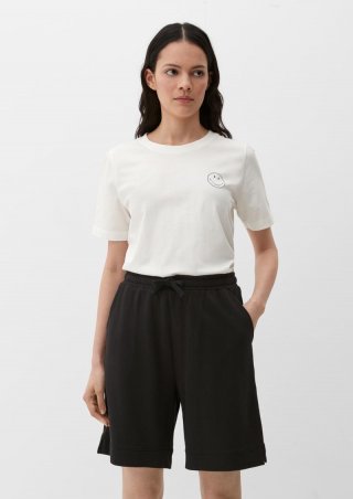 s.Oliver Relaxed: Sweatshorts mit Smiley®-Print - schwarz