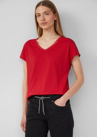 s.Oliver T-Shirt mit Spitze aus Modalmix - rot