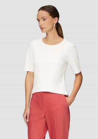 s.Oliver T-Shirt aus Baumwollmix mit Doublelayer-Detail - ecru