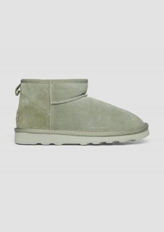 s.Oliver Flache Stiefel aus Leder - olivgrün