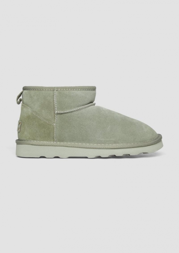 s.Oliver Flache Stiefel aus Leder - olivgrün