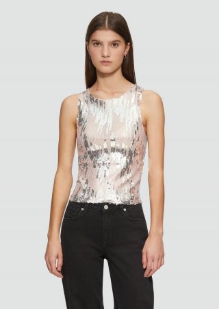 s.Oliver Leicht transparentes Top mit Pailletten - beige