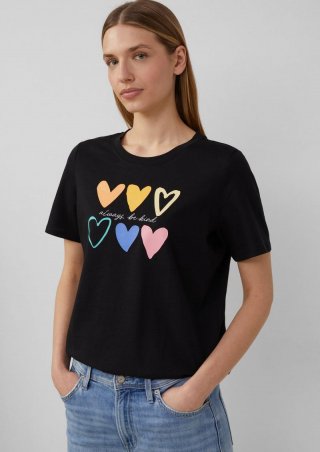 s.Oliver T-Shirt mit Pride-Motiv - schwarz
