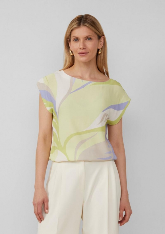s.Oliver Ärmelloses Blusenshirt mit Frontprint - creme