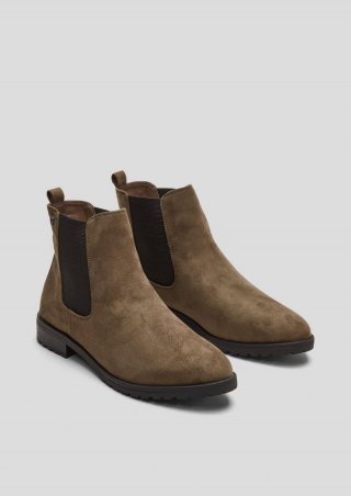s.Oliver Chelsea Boots aus Velours - olivgrün